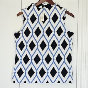 NWT Talbot's sleeveless blue argyle print top